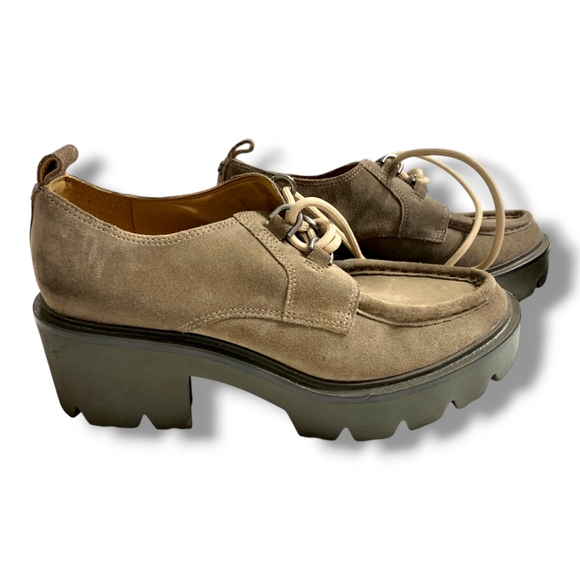 NWOB SAM EDELMAN Monna Lace up Lug Sole Loafer in desert olive, sz 7 - Picture 6 of 15